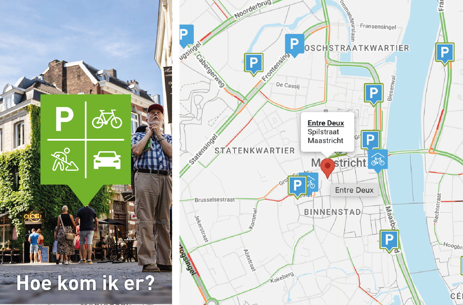 Afbeelding plattegrond voorbeeld en banner. Tekst Hoe kom ik er